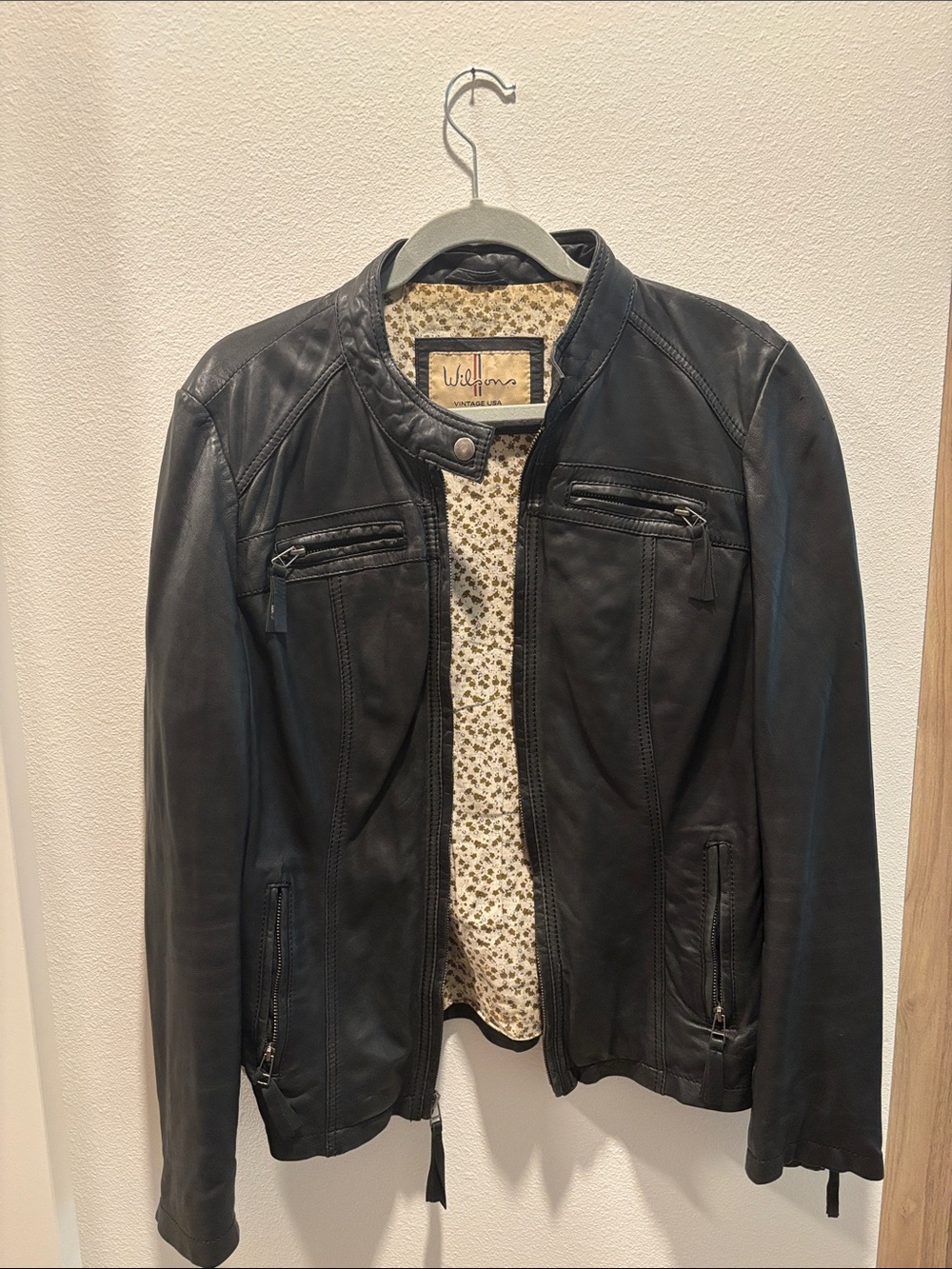 [VINTAGE] Wilsons USA Leather Black Leather Moto Jacket
